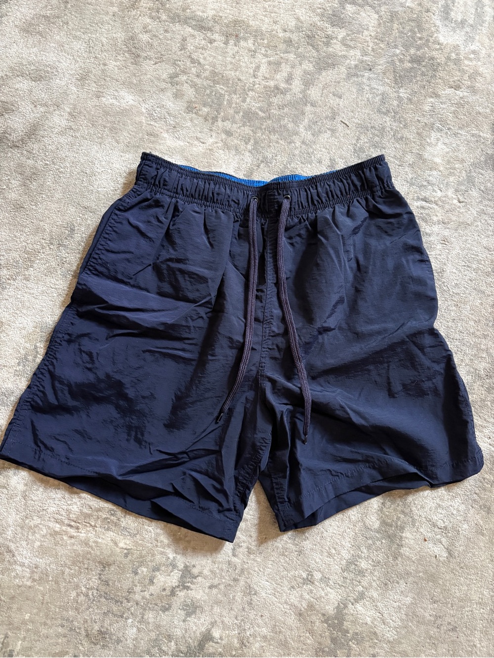 Merona Blue and Navy Men's Swim Shorts with Drawstring